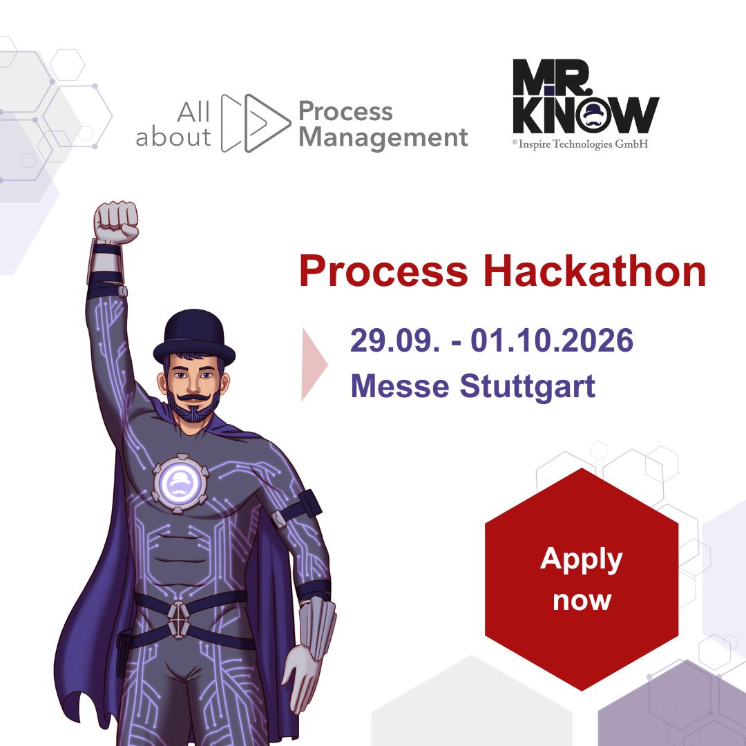 Process Hackathon at All about Process Management, 29.09. - 01.10.2026 at Messe Stuttgart – with MR.KNOW